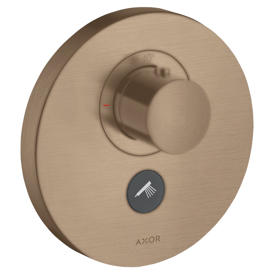 Thermostat SHOWERSELECT
ROUND UP, Endmontageset
Highflow, D 17 cm, Drucktasten
zur Steuerung von 1
Verbraucher, Druchflussmenge
Brause 30 l/min, Durchfluss-
menge oberer Abgang 59 l/min
ohne Einbaukörper 757 011
