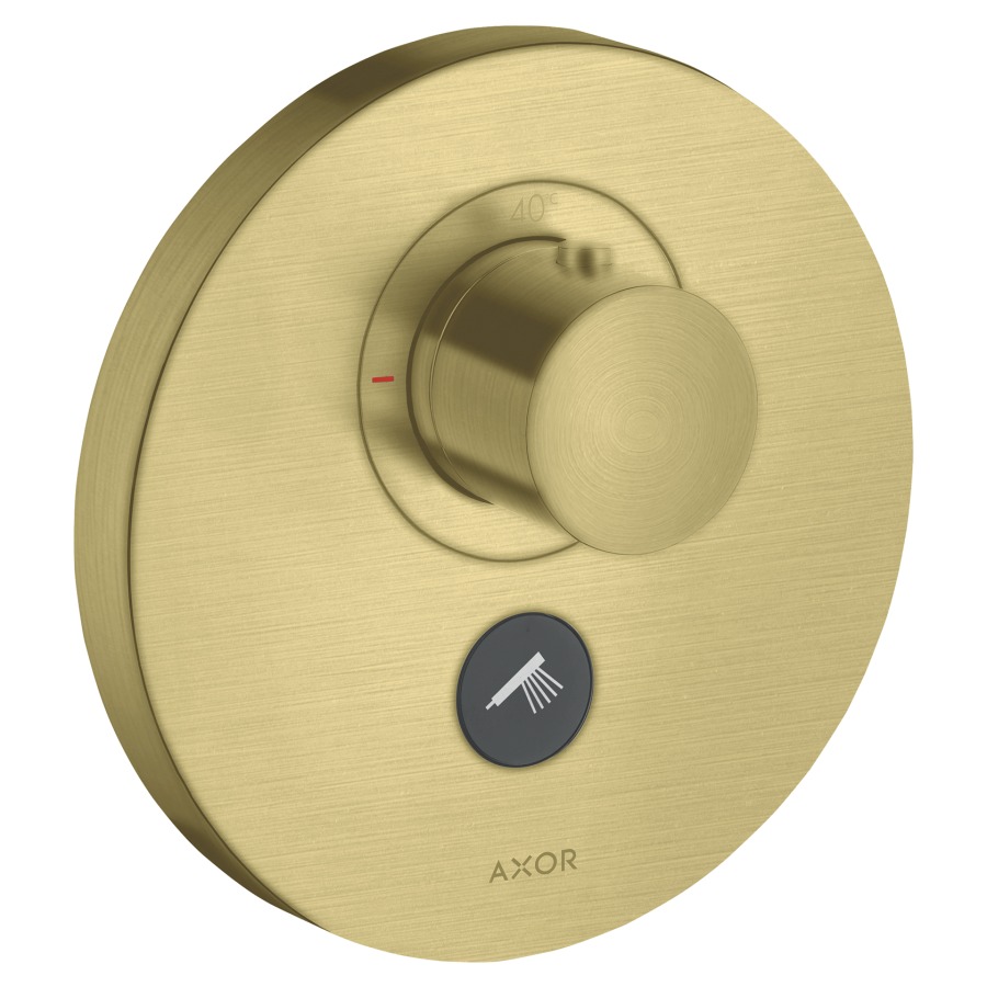 Thermostat SHOWERSELECT
ROUND UP, Endmontageset
Highflow, D 17 cm, Drucktasten
zur Steuerung von 1
Verbraucher, Druchflussmenge
Brause 30 l/min, Durchfluss-
menge oberer Abgang 59 l/min
ohne Einbaukörper 757 011