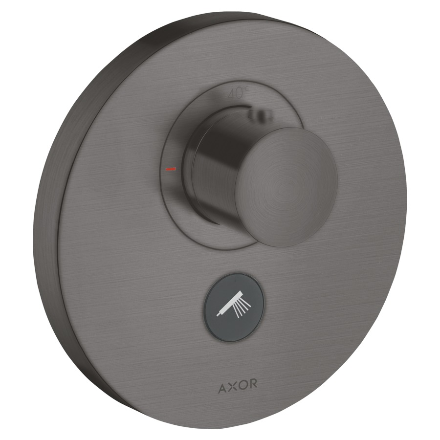 Thermostat SHOWERSELECT
ROUND UP, Endmontageset
Highflow, D 17 cm, Drucktasten
zur Steuerung von 1
Verbraucher, Druchflussmenge
Brause 30 l/min, Durchfluss-
menge oberer Abgang 59 l/min
ohne Einbaukörper 757 011