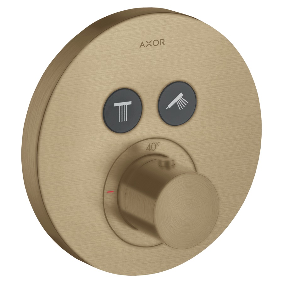 Thermostat SHOWERSOLUTIONS UP
Endmontageset
D 17 cm, Drucktasten, zur
Steuerung von 2 Verbrauchern
Durchflussmenge 26 l/min
ohne Einbaukörper 757 011