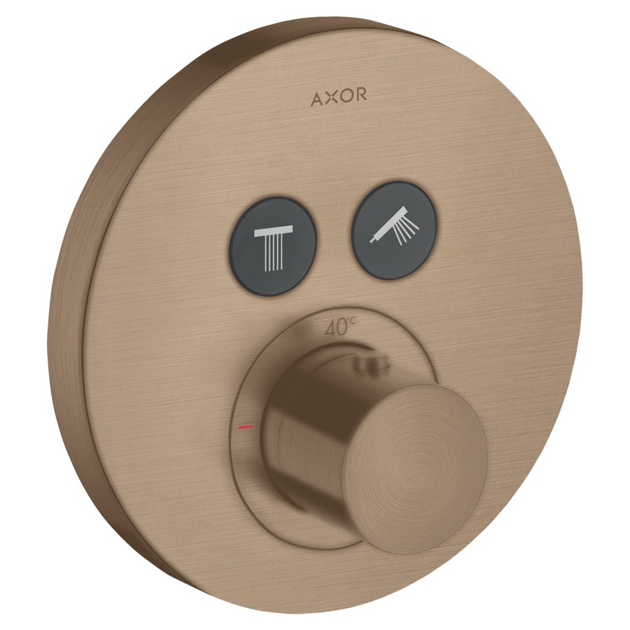 Thermostat SHOWERSOLUTIONS UP
Endmontageset
D 17 cm, Drucktasten, zur
Steuerung von 2 Verbrauchern
Durchflussmenge 26 l/min
ohne Einbaukörper 757 011