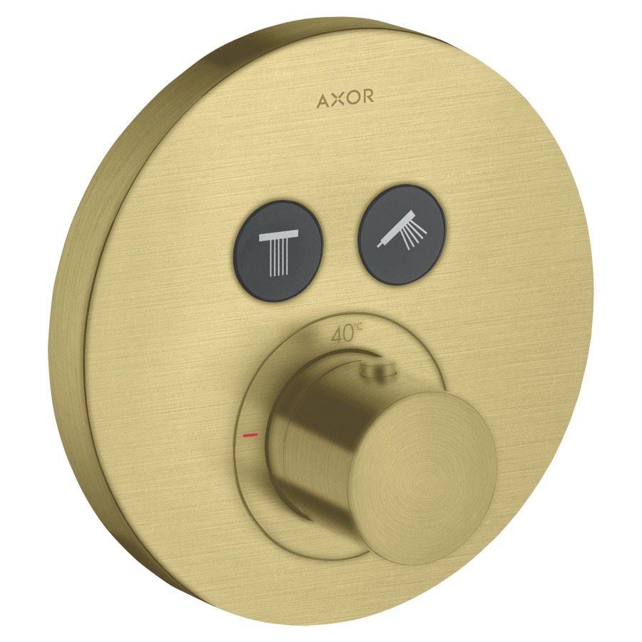 Thermostat SHOWERSOLUTIONS UP
Endmontageset
D 17 cm, Drucktasten, zur
Steuerung von 2 Verbrauchern
Durchflussmenge 26 l/min
ohne Einbaukörper 757 011