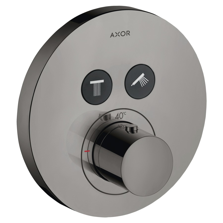 Thermostat SHOWERSOLUTIONS UP
Endmontageset
D 17 cm, Drucktasten, zur
Steuerung von 2 Verbrauchern
Durchflussmenge 26 l/min
ohne Einbaukörper 757 011