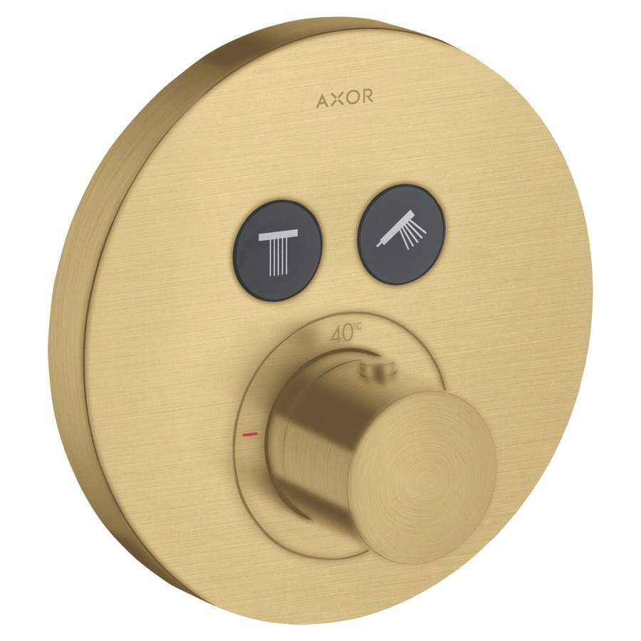 Thermostat SHOWERSOLUTIONS UP
Endmontageset
D 17 cm, Drucktasten, zur
Steuerung von 2 Verbrauchern
Durchflussmenge 26 l/min
ohne Einbaukörper 757 011