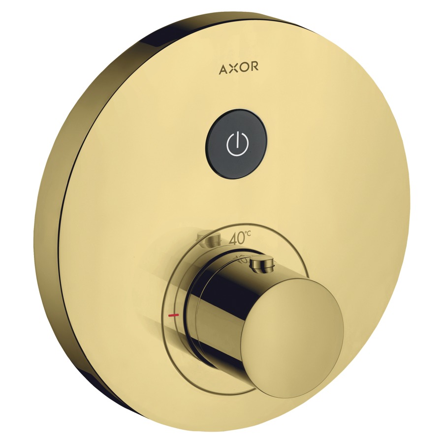 Thermostat SHOWERSELECT
ROUND UP, Endmontageset
D 17 cm, Drucktasten, zur
Steuerung von 1 Verbraucher
Durchflussmenge 26 l/min
ohne Einbaukörper 757 011