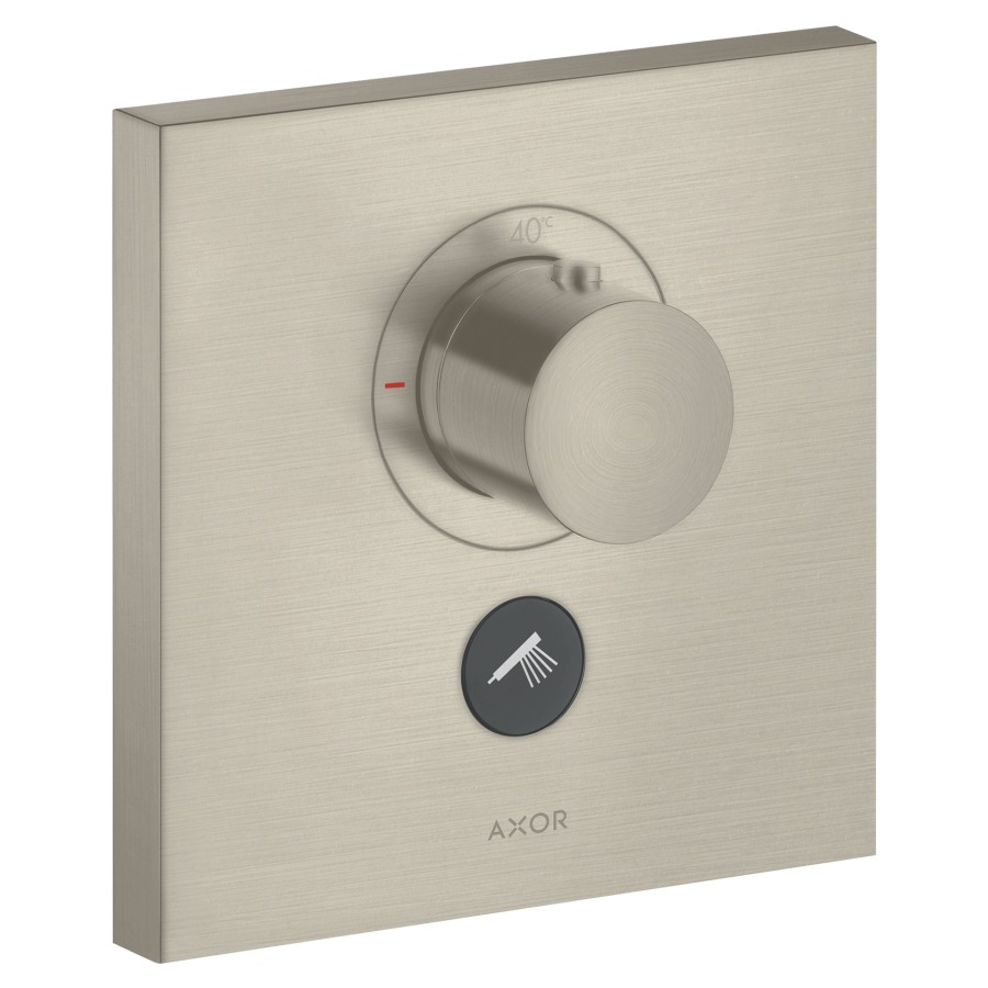 Thermostat SHOWERSELECT
SQUARE UP, Endmontageset
Highflow, 17 x 17 cm, Druck-
tasten, zur Steuerung von 1
Verbraucher, Durchflussmenge
Brause 30 l/min, Durchfluss-
menge oberer Abgang 59 l/min
ohne Einbaukörper 757 011