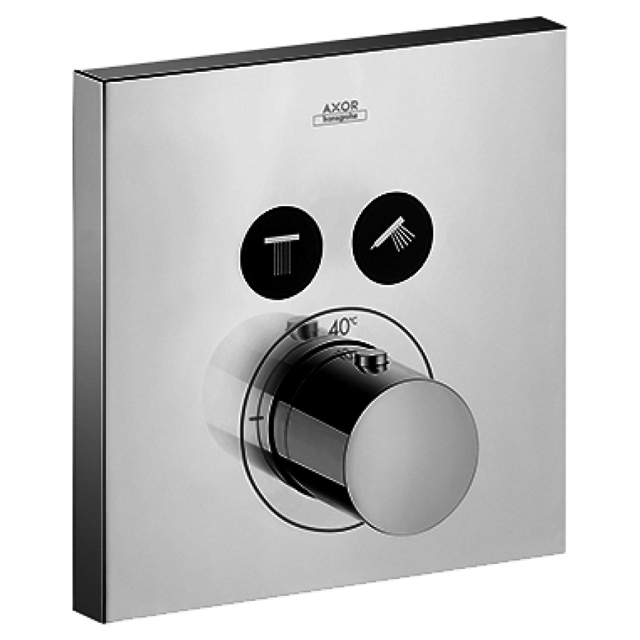 Thermostat SHOWERSOLUTIONS UP
set de montage final
17 x 17 cm, poussoirs
pour commander 2 fonctions
débit 26 l/min, sans corps
à encastrer 757 011
