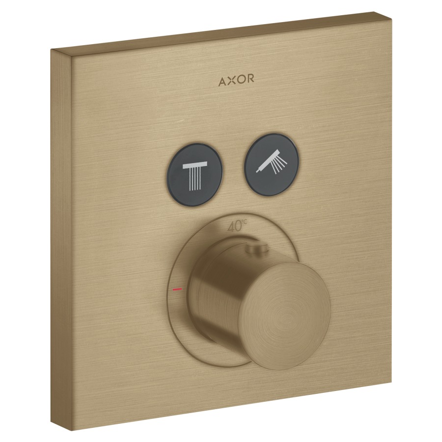 Thermostat SHOWERSOLUTIONS UP
Endmontageset
17 x 17 cm, Drucktasten, zur
Steuerung von 2 Verbrauchern
Durchflussmenge 26 l/min
ohne Einbaukörper 757 011