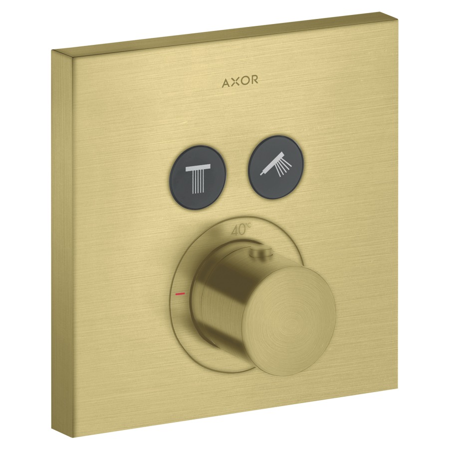 Thermostat SHOWERSOLUTIONS UP
Endmontageset
17 x 17 cm, Drucktasten, zur
Steuerung von 2 Verbrauchern
Durchflussmenge 26 l/min
ohne Einbaukörper 757 011