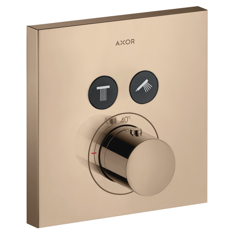Thermostat SHOWERSOLUTIONS UP
Endmontageset
17 x 17 cm, Drucktasten, zur
Steuerung von 2 Verbrauchern
Durchflussmenge 26 l/min
ohne Einbaukörper 757 011