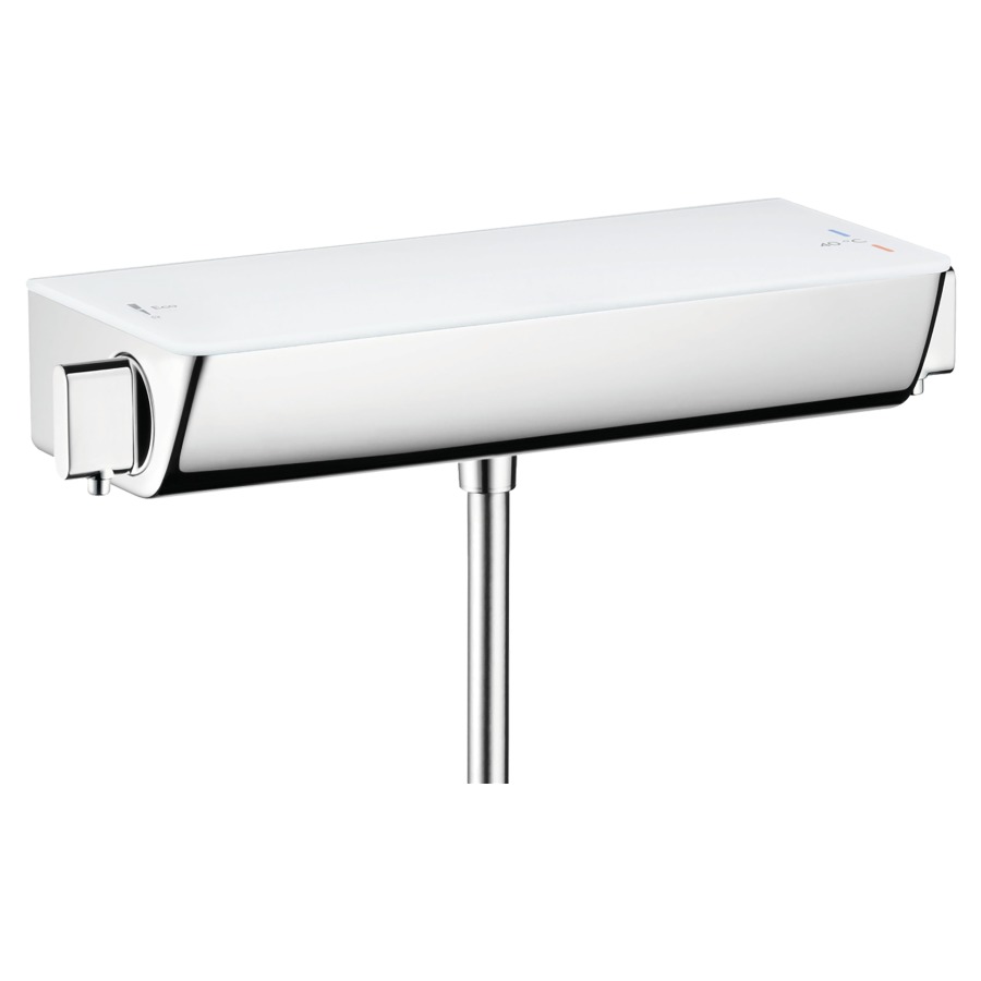 Mélangeur de douche ECOSTAT
SELECT, thermostat
E 138-162 mm, raccords S 1/2"
avec robinet d'arrêt, tablette
en verre, sans douche à main
débit 20 l/min, Eco-Stop
groupe acoustique I