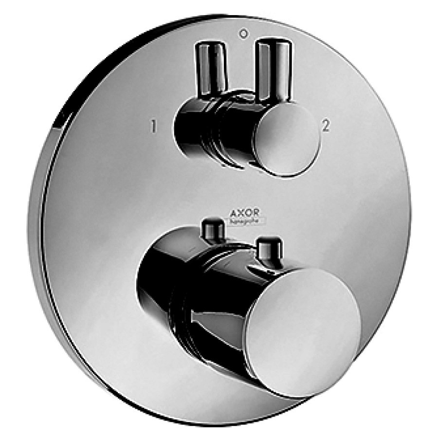 Thermostat UNO2
set de montage final, D 17 cm
avec robinet d'arrêt et
inverseur, poignées zero
sans corps à encastrer 757 011
débit 30 l/min
groupe acoustique I