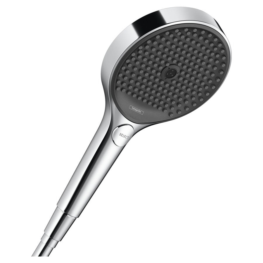 Douche à main RAINFINITY 130
EcoSmart, 3jet, Quick Clean
D 13 cm, changement de jet via
le bouton Select, PowderRain/
Intense PowderRain/MonoRain
débit 9 l/min