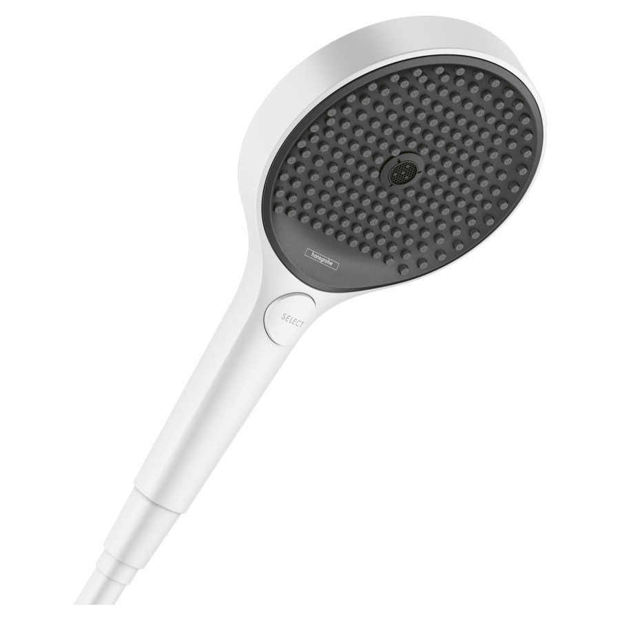 Douche à main RAINFINITY 130
EcoSmart, 3jet, Quick Clean
D 13 cm, changement de jet via
le bouton Select, PowderRain/
Intense PowderRain/MonoRain
débit 9 l/min