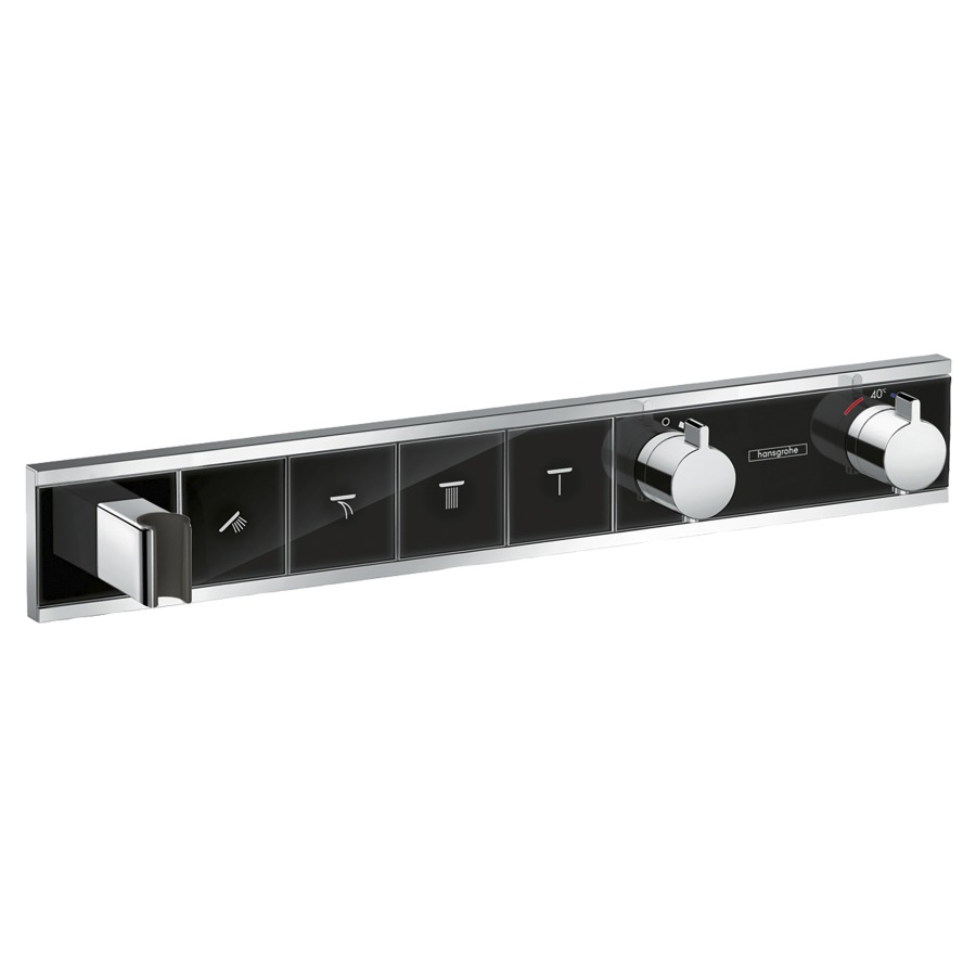 Module Thermostat RAINSELECT
UP, set de montage final
thermostat avec robinet
d'arrêt et Select-Button pour
la commande de 4 sorties
support de douche avec
raccordement de tuyau
débit 26 l/min, sans corps à
encastrer 757 026, groupe
acoustique I