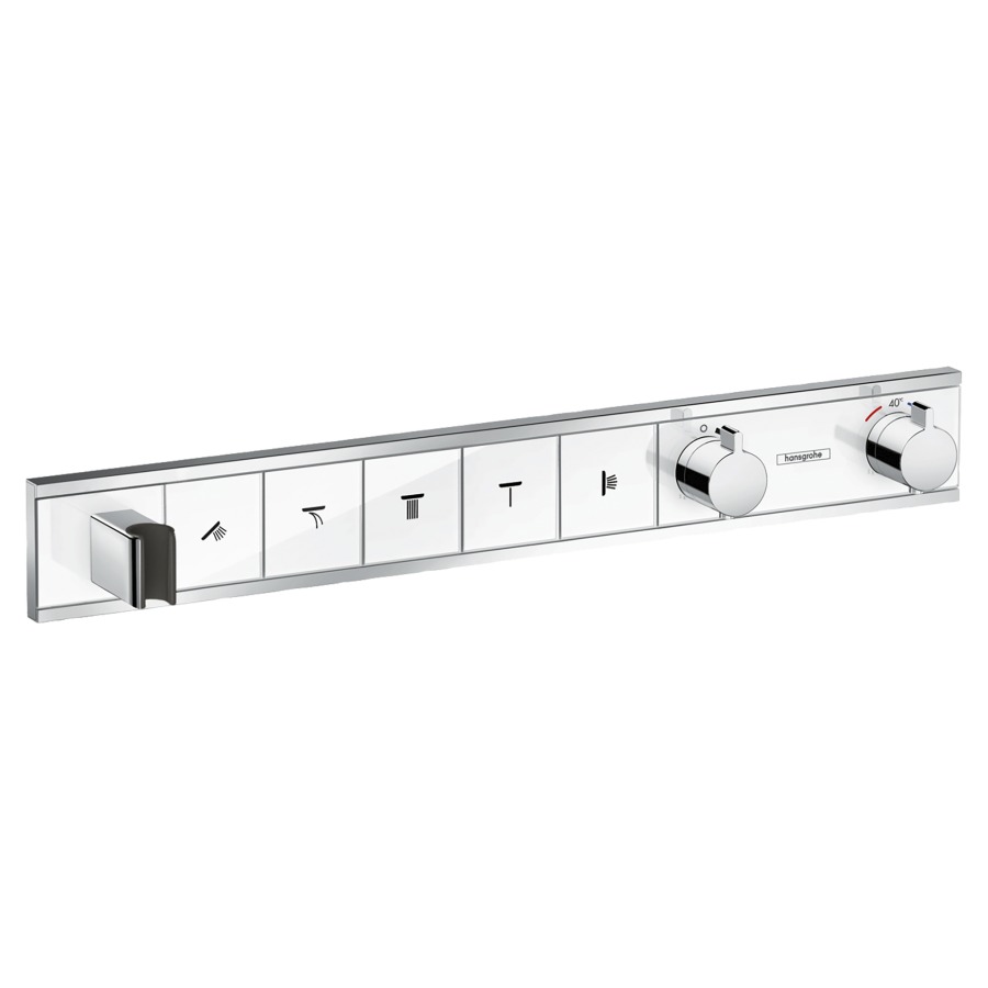 Module Thermostat RAINSELECT
UP, set de montage final
thermostat avec robinet
d'arrêt et Select-Button pour
la commande de 5 sorties
support de douche avec
raccordement de tuyau
débit 26 l/min, sans corps à
encastrer 757 027, groupe
acoustique I