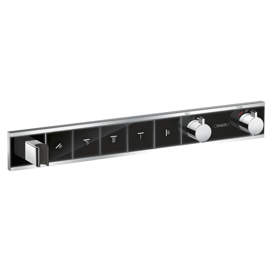 Module Thermostat RAINSELECT
UP, set de montage final
thermostat avec robinet
d'arrêt et Select-Button pour
la commande de 5 sorties
support de douche avec
raccordement de tuyau
débit 26 l/min, sans corps à
encastrer 757 027, groupe
acoustique I