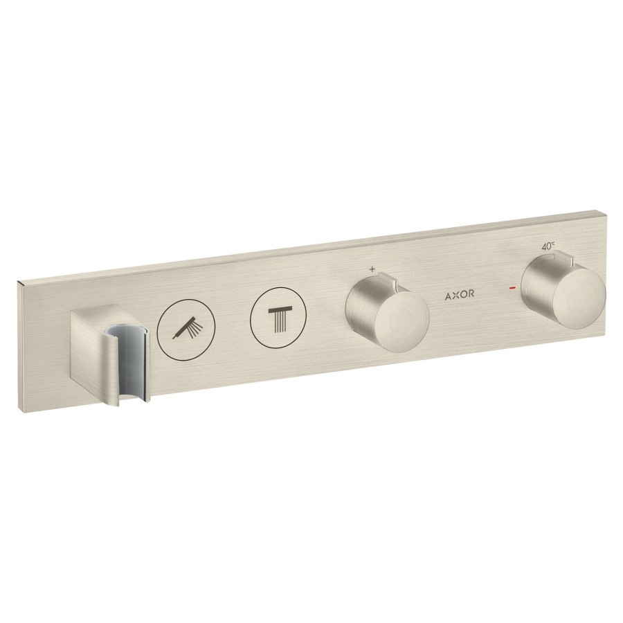 Thermostatmodul SHOWER
SOLUTIONS SELECT UP
Endmontageset, für Steuerung
von 2 Verbrauchern, Brause-
halter, Durchflussmenge
26 l/min, ohne Einbaukörper
757 039, Geräuschgruppe I