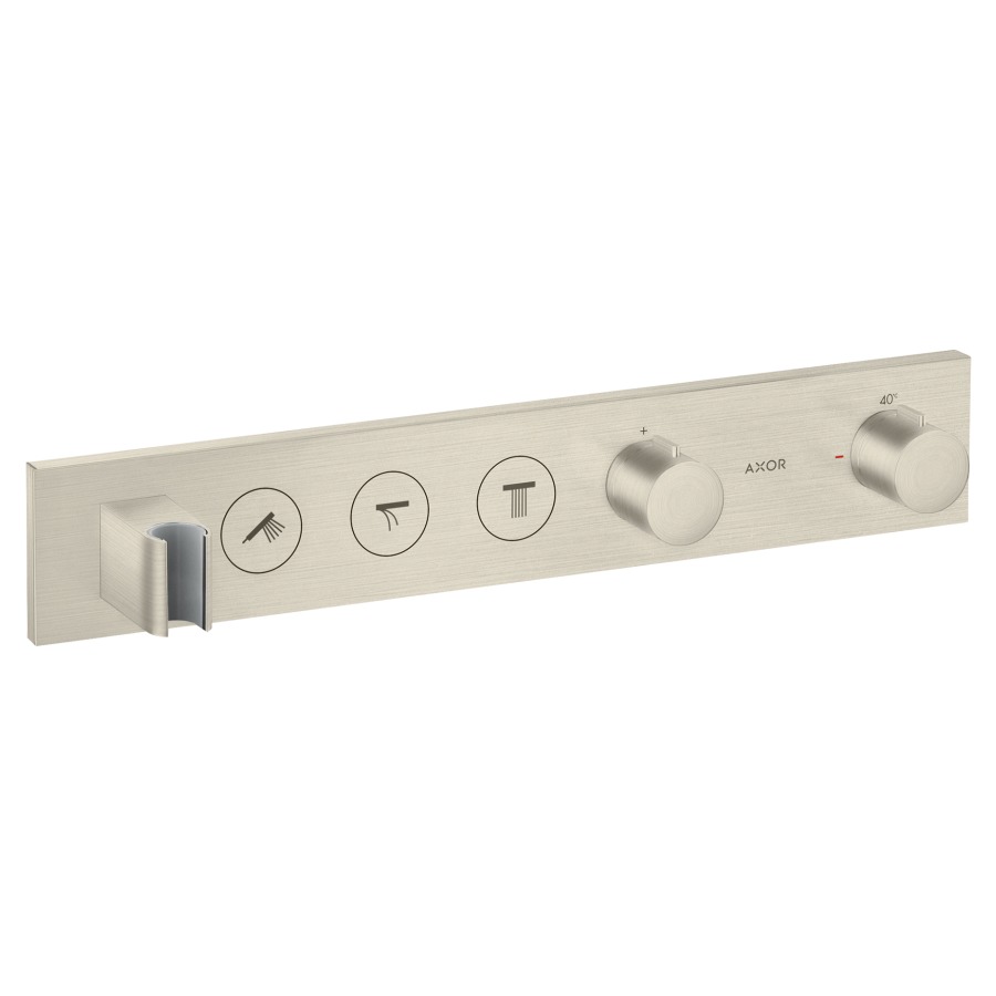 Thermostatmodul SHOWER
SOLUTIONS SELECT UP
Endmontageset, für Steuerung
von 3 Verbrauchern, Brause-
halter, Durchflussmenge
26 l/min, ohne Einbaukörper
757 040, Geräuschgruppe I