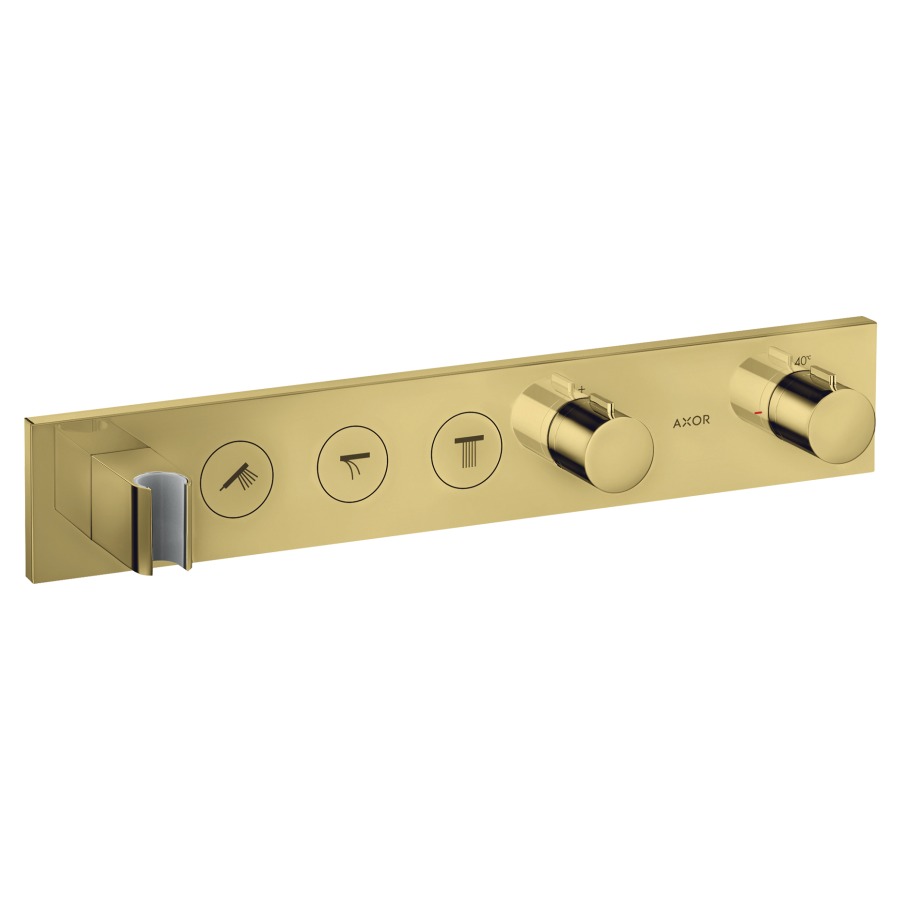 Thermostatmodul SHOWER
SOLUTIONS SELECT UP
Endmontageset, für Steuerung
von 3 Verbrauchern, Brause-
halter, Durchflussmenge
26 l/min, ohne Einbaukörper
757 040, Geräuschgruppe I