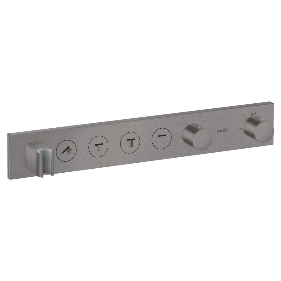 Thermostatmodul SHOWER
SOLUTIONS SELECT UP
Endmontageset, für Steuerung
von 4 Verbrauchern, Brause-
halter, Durchflussmenge
26 l/min, ohne Einbaukörper
757 041, Geräuschgruppe I