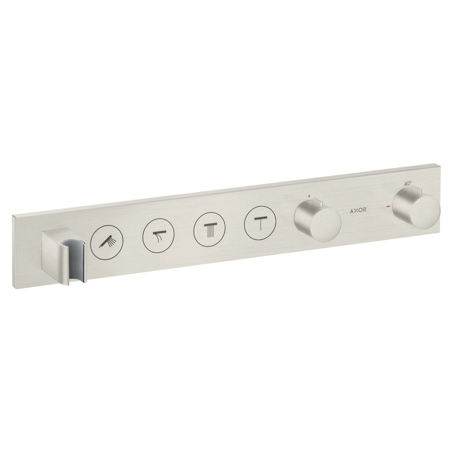 Thermostatmodul SHOWER
SOLUTIONS SELECT UP
Endmontageset, für Steuerung
von 4 Verbrauchern, Brause-
halter, Durchflussmenge
26 l/min, ohne Einbaukörper
757 041, Geräuschgruppe I