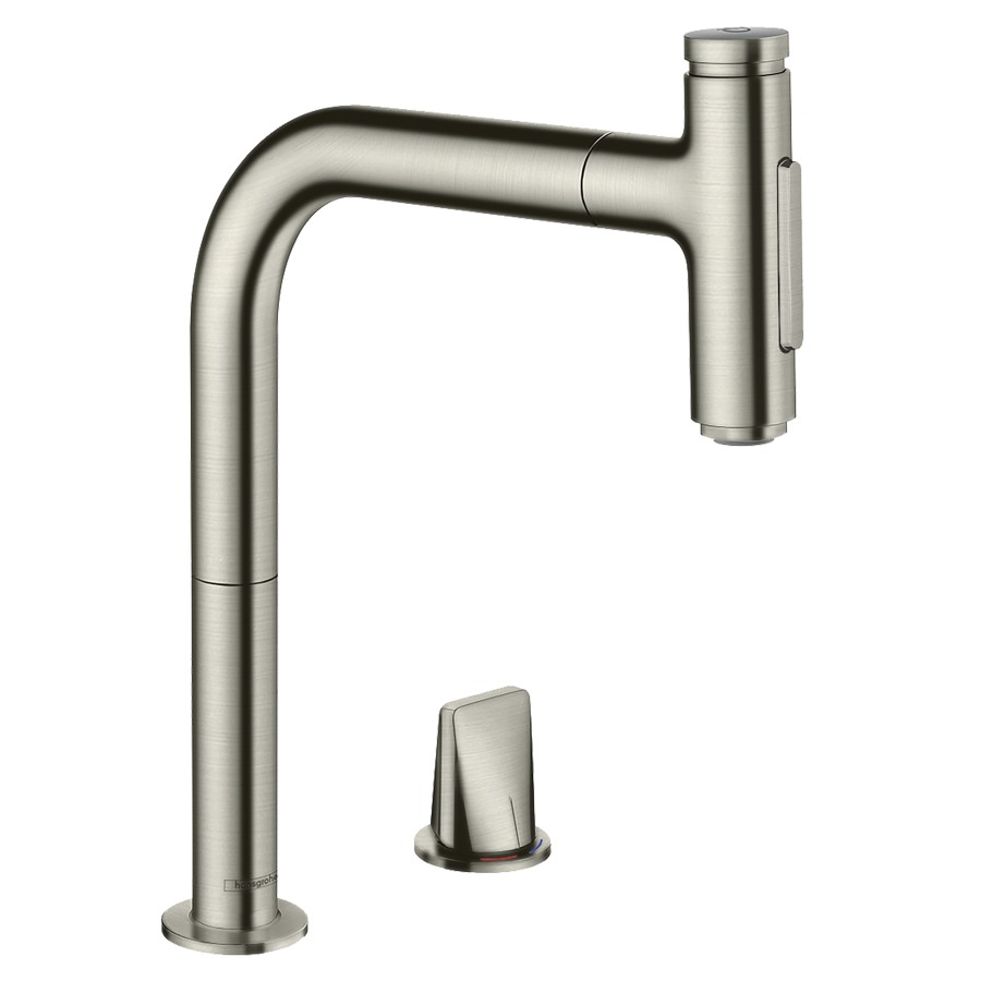 Mélangeur d'évier METRIS
SELECT 200, 2-trous, S 221 mm
goulot orientable 110°/150°
douche extensible, jet
laminaire et jet pluie
Select-Button On/Off, MagFit
support de douche magnétique
QuickConnect tuyau de douche
débit 8 l/min, avec sBox