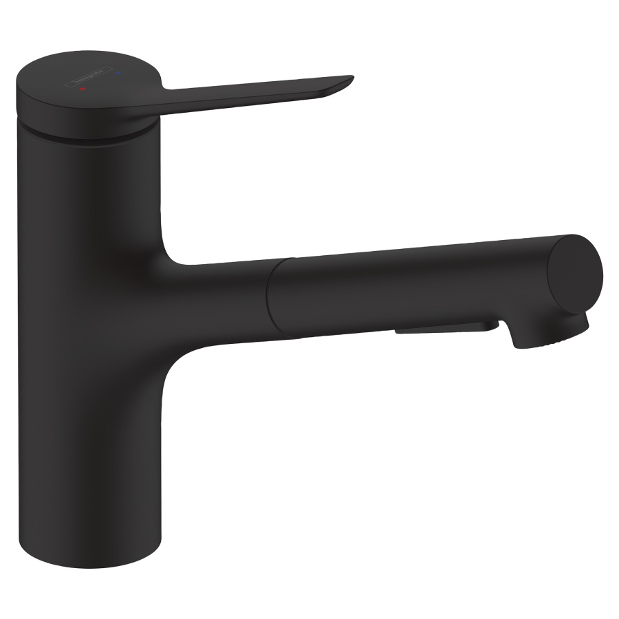 Mélangeur d'évier ZESIS 150
S 219 mm, goulot orientable
150°, douche extensible 2jet
jet laminaire et jet pluie
Quick-Connect tuyau de douche
débit 8,2 l/min