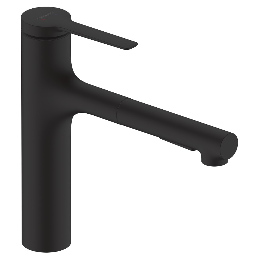 Mélangeur d'évier ZESIS 160
S 231 mm, goulot orientable
150°, douche extensible 2jet
jet laminaire et jet pluie
sBox lite, débit 8,2 l/min