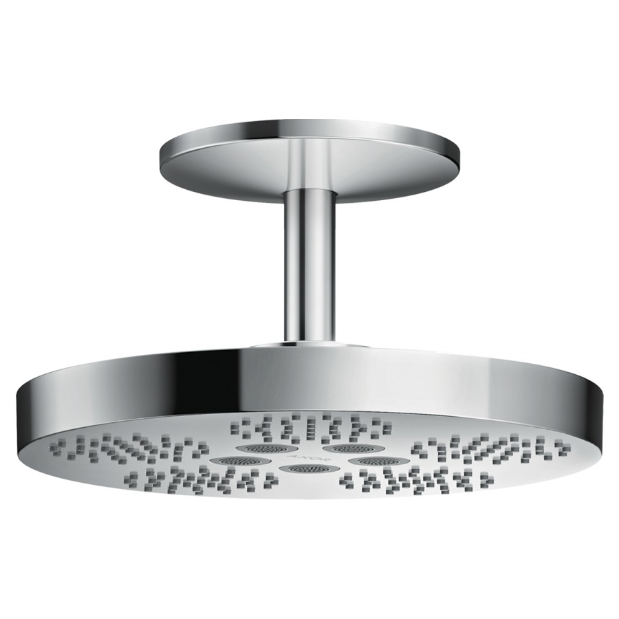 Douche au plafond ONE 280
D 28 cm, 2jet PowderRain/Rain
débit 12,5 l/min, bras de
douche au plafond 21,1 cm
groupe acoustique II
sans corps à encastrer 757 019