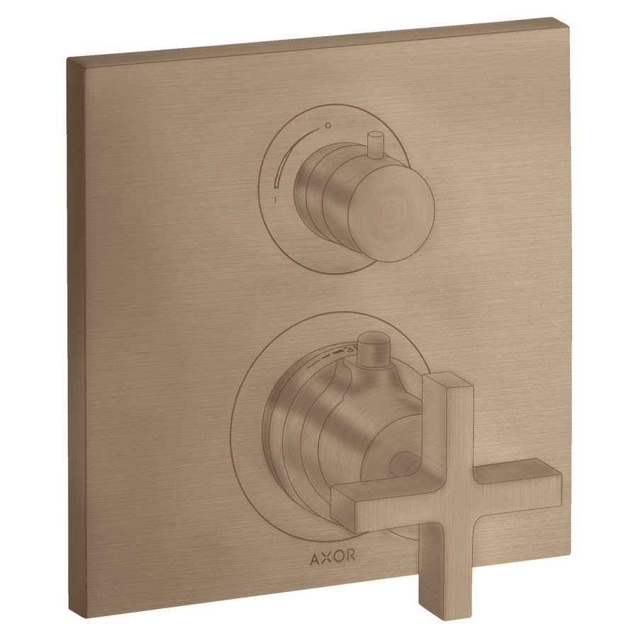 Thermostat CITTERIO
set de montage final
avec robinet d'arrêt et
inverseur, poignée à croix
sans 757 011, groupe
acoustique I