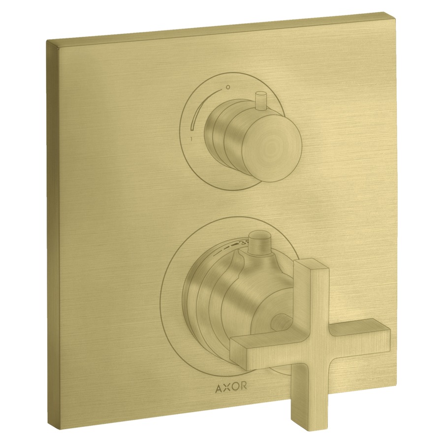 Thermostat CITTERIO
set de montage final
avec robinet d'arrêt et
inverseur, poignée à croix
sans 757 011, groupe
acoustique I