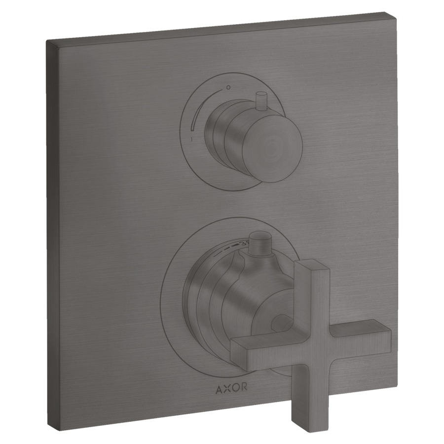 Thermostat CITTERIO
set de montage final
avec robinet d'arrêt et
inverseur, poignée à croix
sans 757 011, groupe
acoustique I