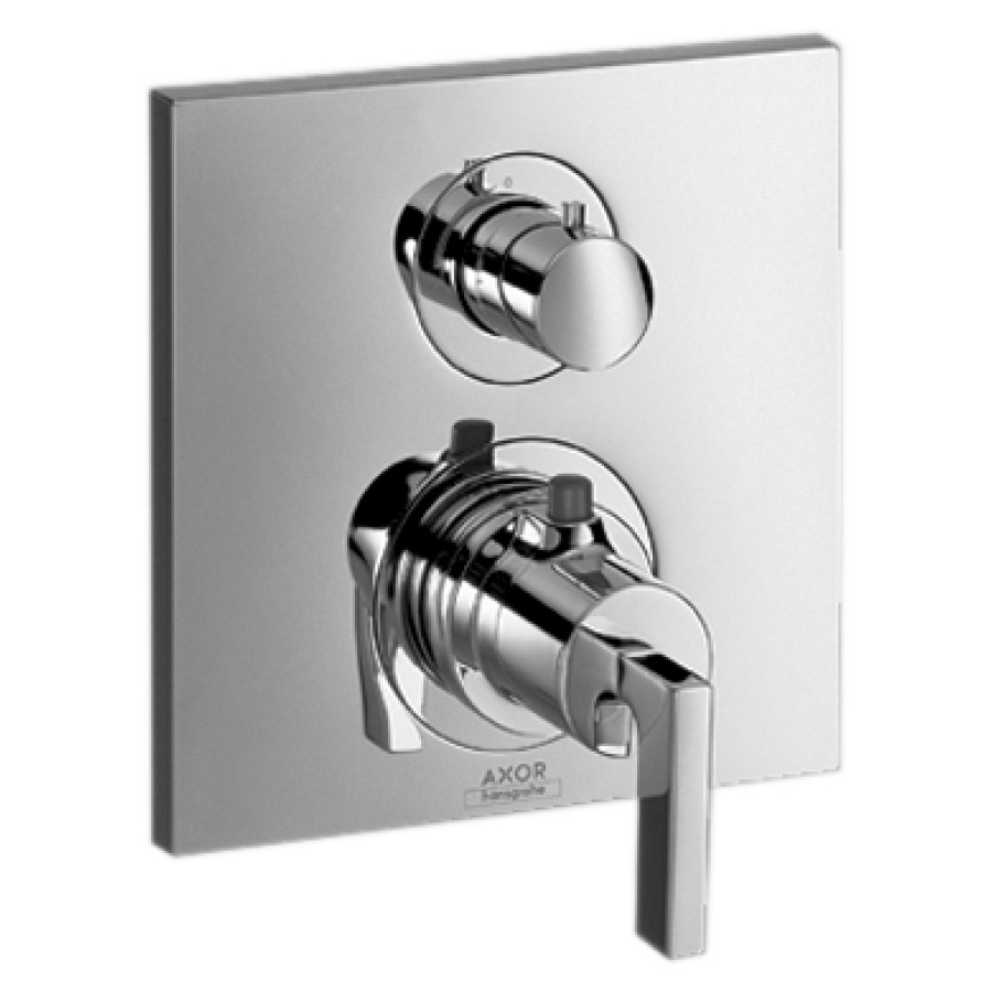 Thermostat CITTERIO
set de montage final
avec robinet d'arrêt et
inverseur, poignée à levier
sans 757 011, groupe
acoustique I