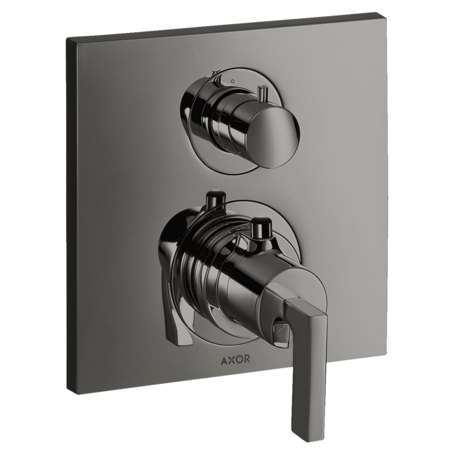 Thermostat CITTERIO
set de montage final
avec robinet d'arrêt et
inverseur, poignée à levier
sans 757 011, groupe
acoustique I