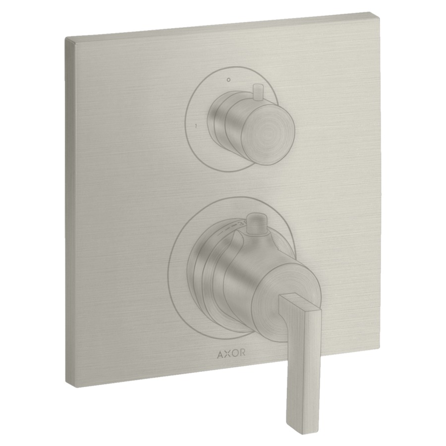 Thermostat CITTERIO
set de montage final
avec robinet d'arrêt et
inverseur, poignée à levier
sans 757 011, groupe
acoustique I