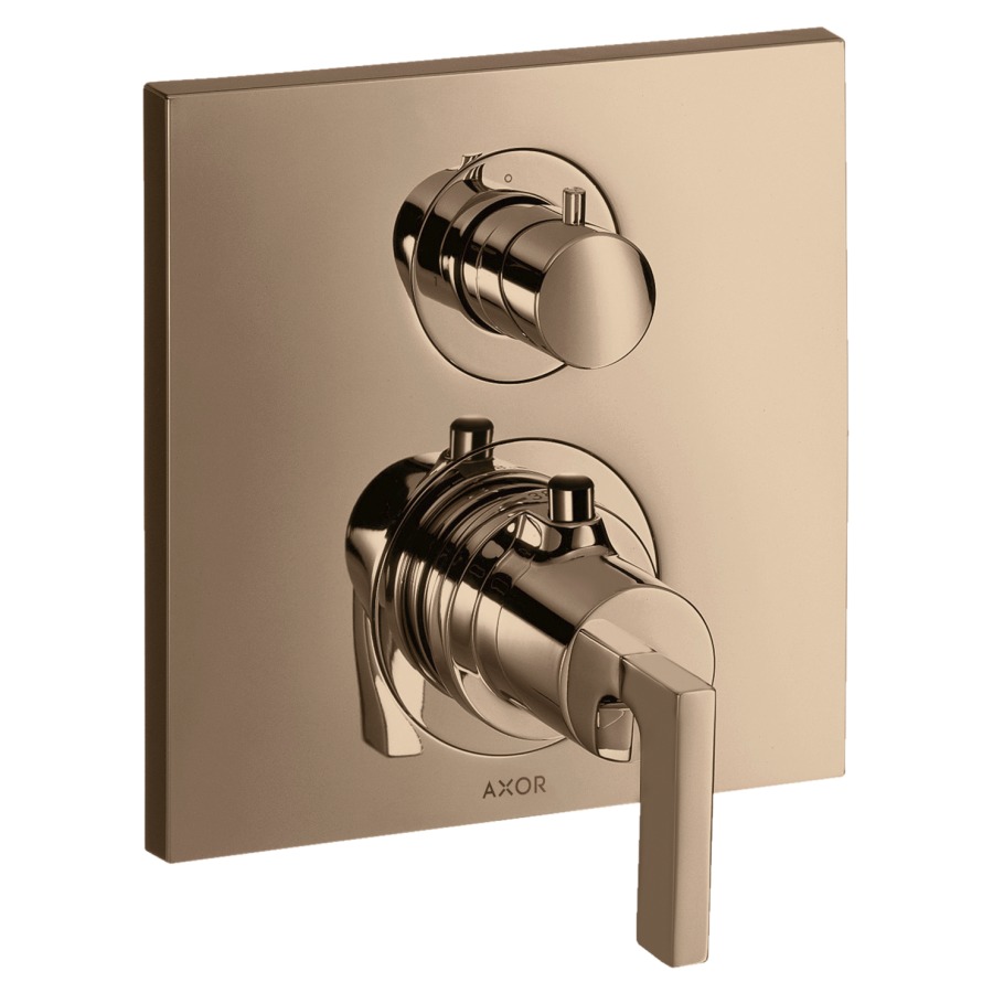Thermostat CITTERIO
set de montage final
avec robinet d'arrêt et
inverseur, poignée à levier
sans 757 011, groupe
acoustique I