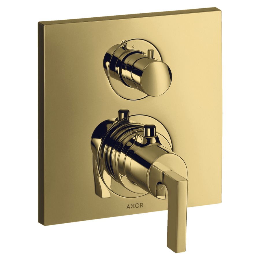 Thermostat CITTERIO
set de montage final
avec robinet d'arrêt et
inverseur, poignée à levier
sans 757 011, groupe
acoustique I