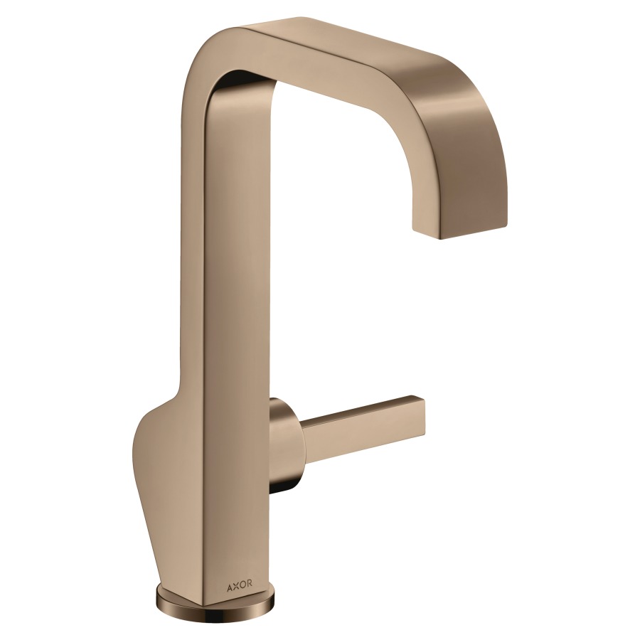 Mélangeur de lavabo CITTERIO
190, S 160 mm, goulot fixe
poignée à levier latérale
avec soupape à grille non
verouillable, débit 5 l/min
groupe acoustique I