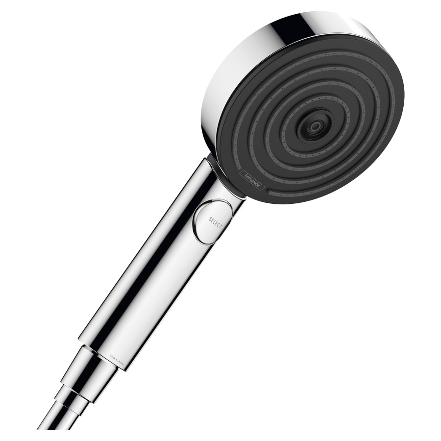 Douche à main PULSIFY SELECT
105, 3jet Relaxation
Quick Clean, changement de jet
via le bouton Select
PowderRain/IntenseRain/massage
D 10,5 cm, débit 11,4 l/min