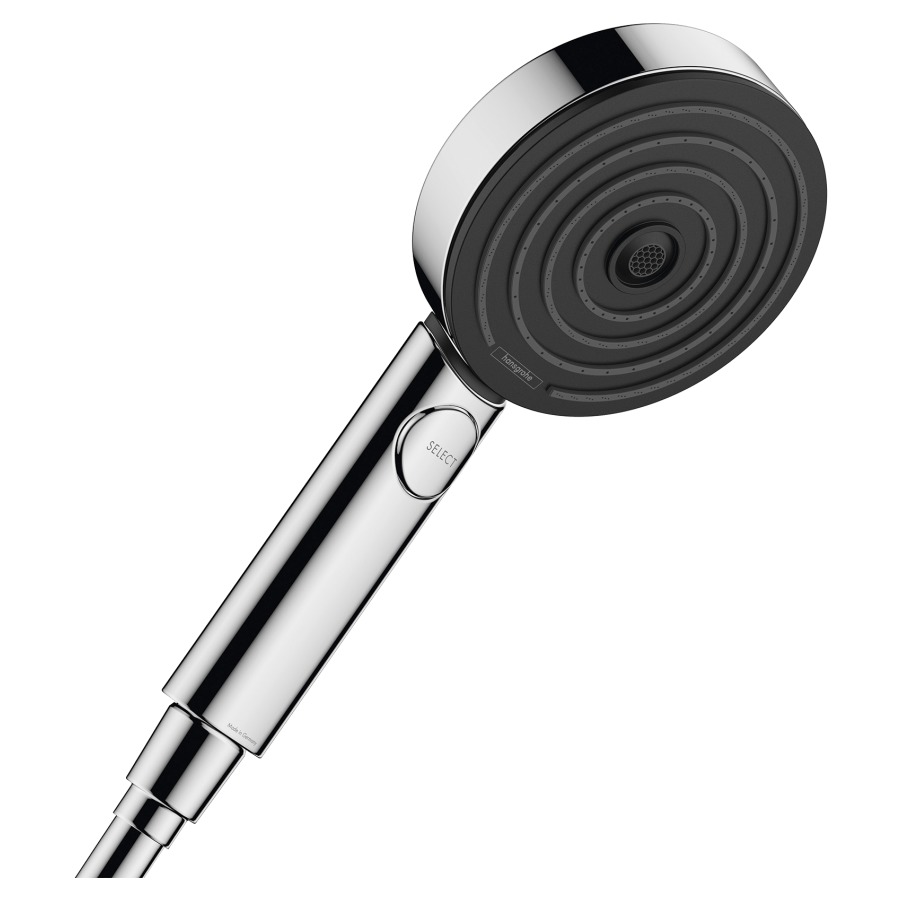 Douche à main PULSIFY SELECT S
105, 3jet Activation EcoSmart
Quick Clean, D 10,5 cm
changement de jet
via le bouton Select
PowderRain/IntenseRain
MonoRain, débit 6,9 l/min
