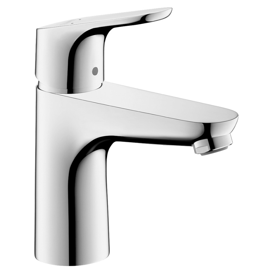 Mélangeur de lavabo FOCUS 100
S 119 mm, goulot fixe
aérateur Quick Clean
sans vidage excentrique, débit
5 l/min, groupe acoustique I