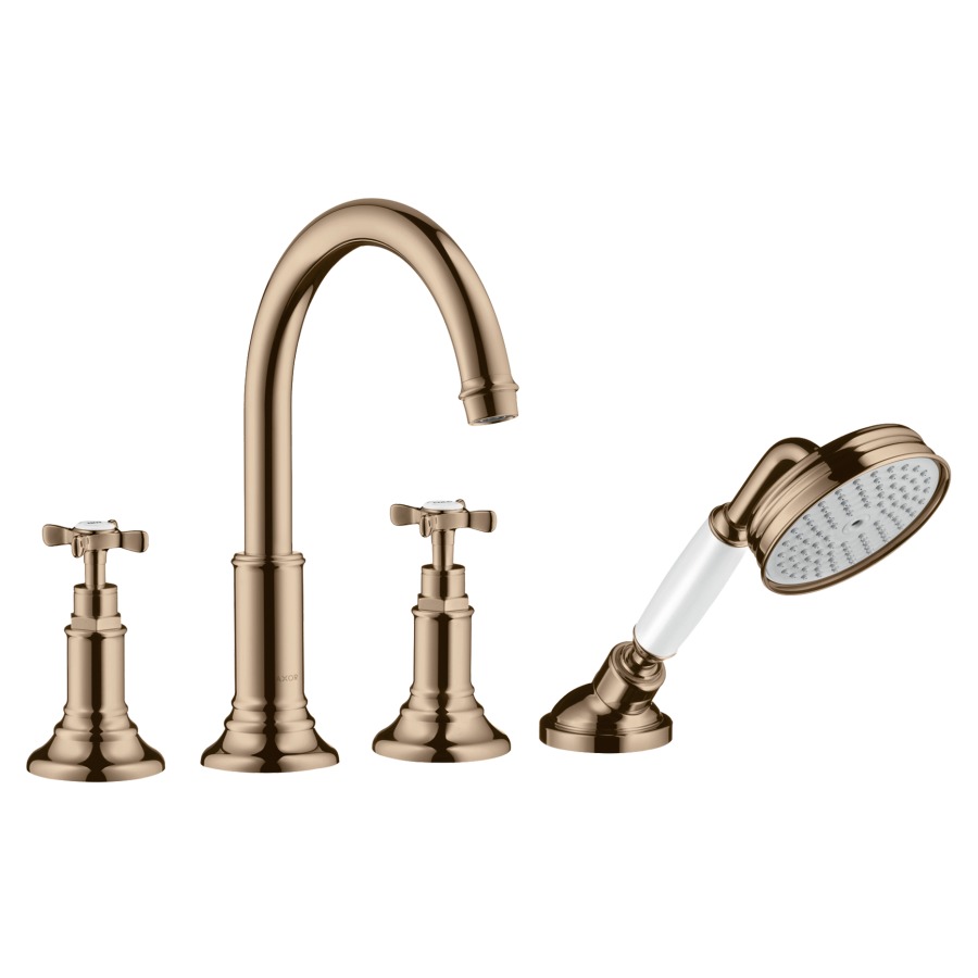 Garniture de rempl. MONTREUX
4-trous, goulot pour gorge
de baignoire S 196 mm
2 robinets, douche à main
extensible, set final pour
montage sur bord carrelé
sans set de base 758 024
groupe acoustique I