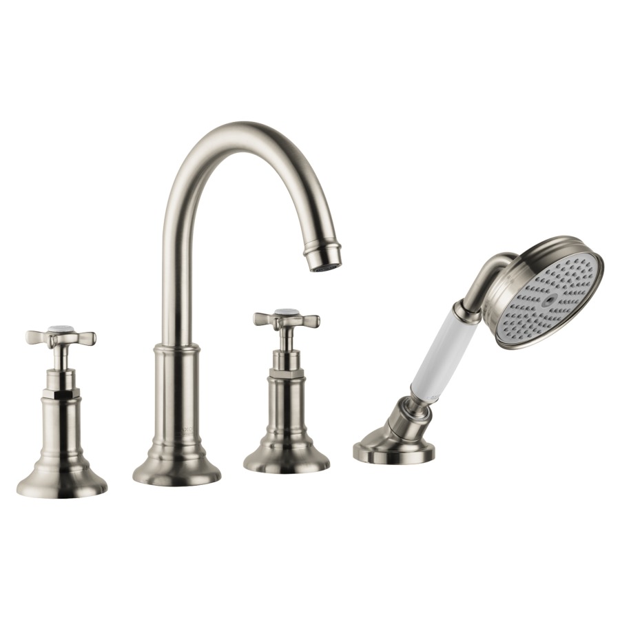 Garniture de rempl. MONTREUX
4-trous, goulot pour gorge
de baignoire S 196 mm
2 robinets, douche à main
extensible, set final pour
montage sur bord carrelé
sans set de base 758 024
groupe acoustique I