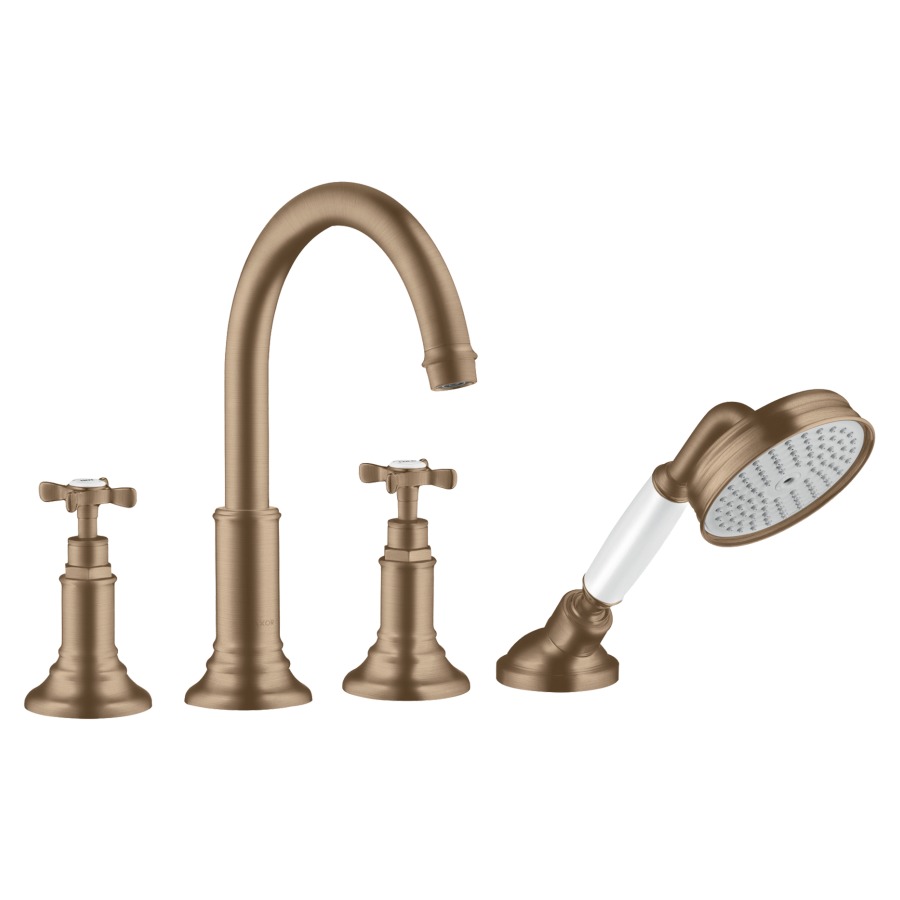 Garniture de rempl. MONTREUX
4-trous, goulot pour gorge
de baignoire S 196 mm
2 robinets, douche à main
extensible, set final pour
montage sur gorge de baignoire
sans set de base 758 023
groupe acoustique I