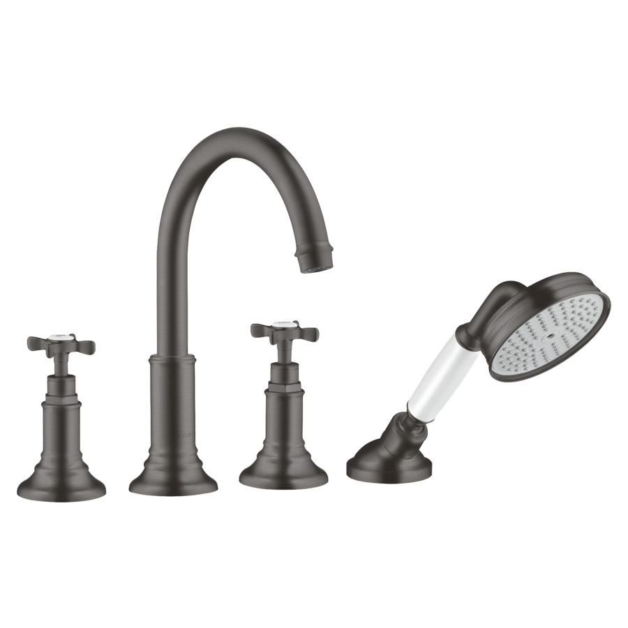 Garniture de rempl. MONTREUX
4-trous, goulot pour gorge
de baignoire S 196 mm
2 robinets, douche à main
extensible, set final pour
montage sur gorge de baignoire
sans set de base 758 023
groupe acoustique I