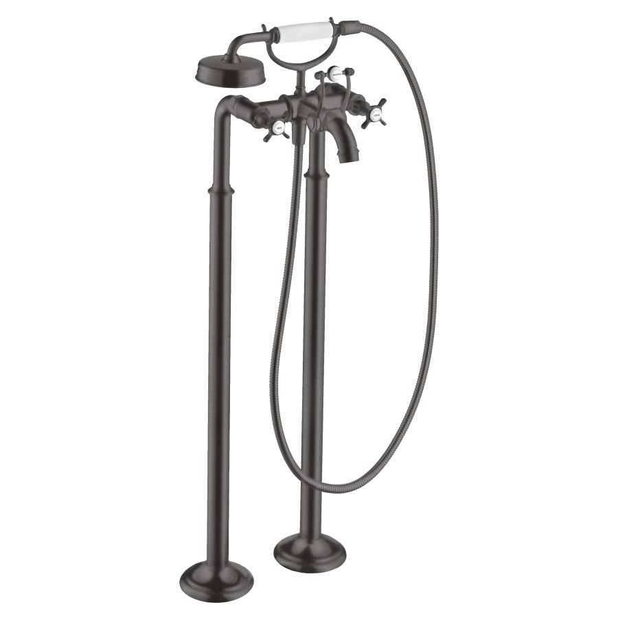 Batterie de bain MONTREUX
E 170 mm, S 234 mm, goulot
fixe, H jusqu'à aérateur
634-714 mm, avec colonnes
pour montage à pose libre
tuyau, douche
sans corps à encastrer 757 713
groupe acoustique I