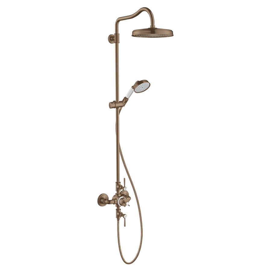 Système de douche MONTREUX
thermostat 1/2", inverseur
douche à main 1Jet, tuyau de
douche 160 cm, pomme de douche
D 240 mm, bras de douche 43 cm
groupe acoustique NT