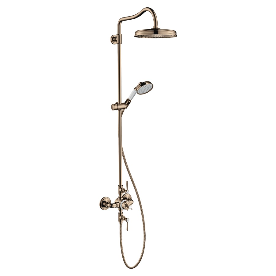 Système de douche MONTREUX
thermostat 1/2", inverseur
douche à main 1Jet, tuyau de
douche 160 cm, pomme de douche
D 240 mm, bras de douche 43 cm
groupe acoustique NT