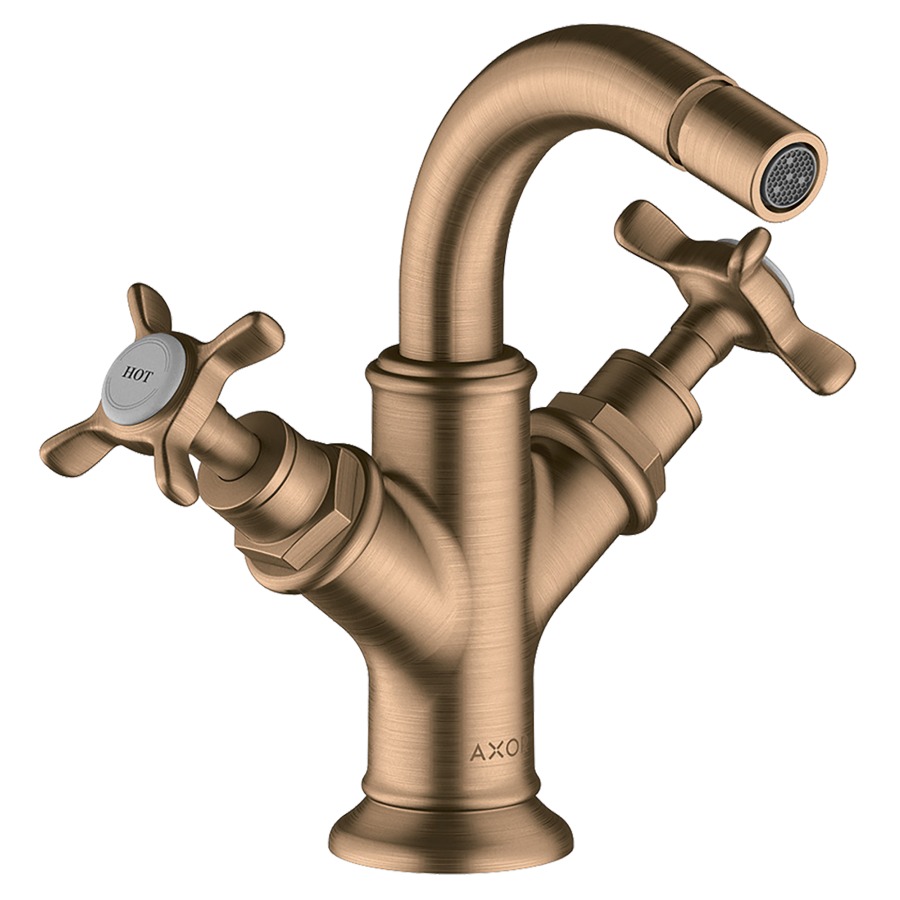 Batterie de bidet MONTREUX
goulot S 104 mm, buse
orientable, vidage excentrique
débit 7 l/min
groupe acoustique I